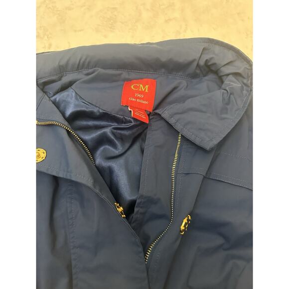 Ciao Milano CM 1969 Navy Hooded Parka Jacket XL Gold Hardware Water Resistant - Picture 5 of 8